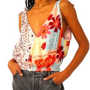 New Free People Tied To You Tank Top In Tropical Combo Boho